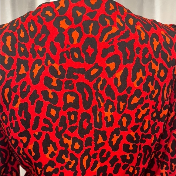 Banana Republic Leopard Print Wrap Dress - Red Size 6 - Picture 6 of 7